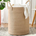 80L Extra Large Jute Woven Rope Laundry Basket Tall Wicker Hamper by MOJOSCEND