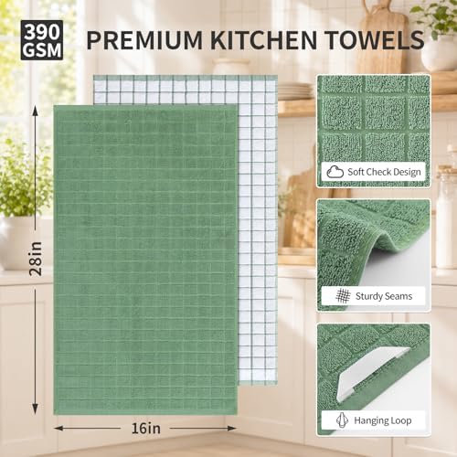 Kitinjoy Premium Kitchen Towels, Large 100% Cotton Terry 390 GSM Kitchen Hand - Image 2