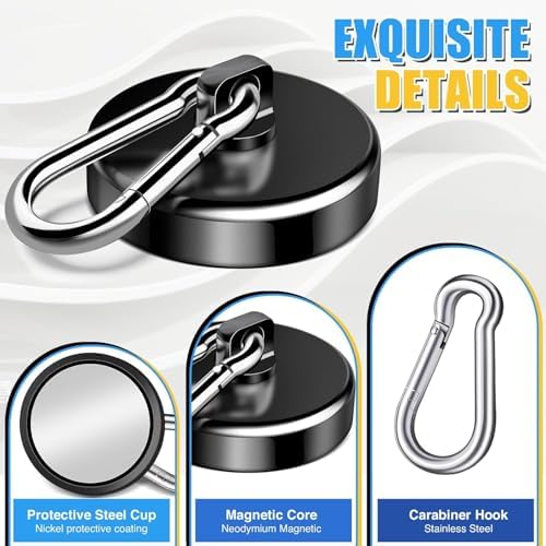 200Lbs Magnetic Carabiner Hooks, 24 Pack Black Strong Magnetic Hooks - Image 4