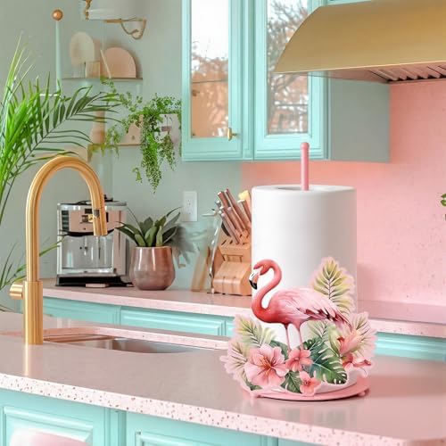 Shimeyao Pink Flamingo Metal Paper Towel Holder Farmhouse Tropical Flamingo - Image 4