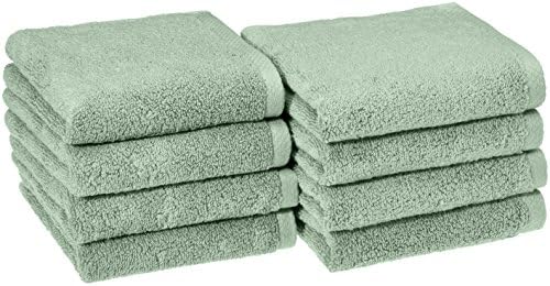 Amazon Basics Lightweight Quick-Dry Hand Towels, 100% Cotton, Seafoam Green by AmazonBasics