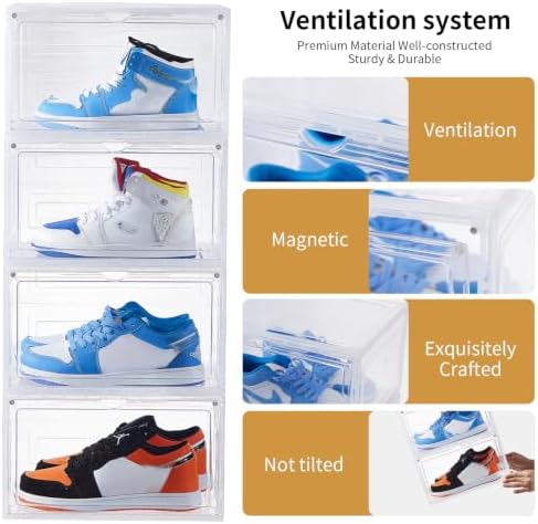 Shoe Boxes Set of 8, Stackable Large Shoe Organizer - Image 5