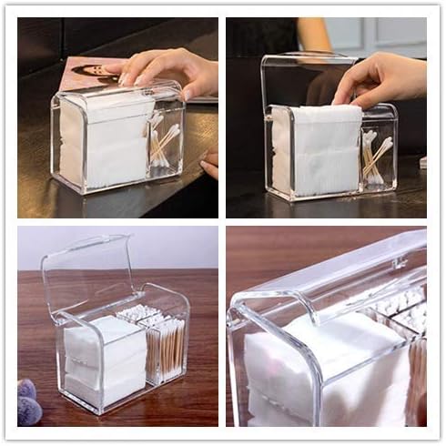 Square Acrylic Cotton Ball Pads Gauze Swab Holder Organizer Q-tip Dispenser - Image 3