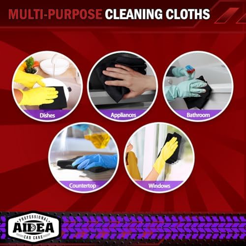 AIDEA Microfiber Cleaning Cloth Black 10PK, Microfiber Towels - Image 7