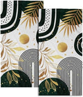 Mid Century Boho Hand Towels Gold Tropical Leaf Art Decorative Absorbent Drying by Granbey