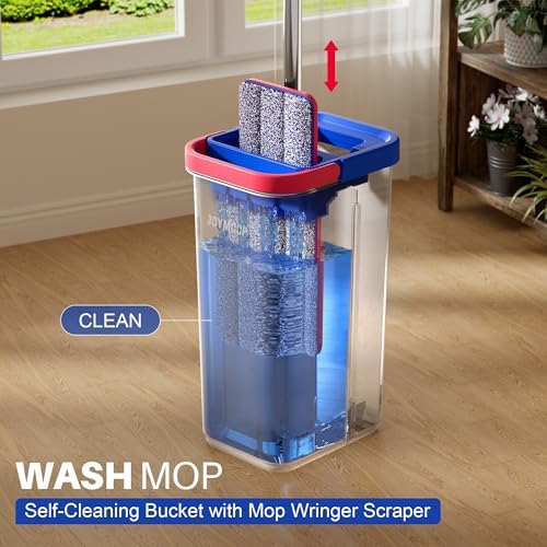 JOYMOOP Flat Mop System, Microfiber Mop and Bucket Set, Floor & Wall Cleaning - Image 2