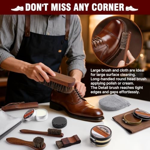 Shoe Polish Kit, Shoe Shine Kit 15-in-1 Leather Care Kit - Image 6