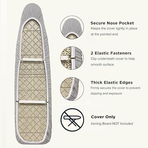 UniSimp Ironing Board Cover and Pad 15"x54" Extra Thick Natural Cotton - Image 4