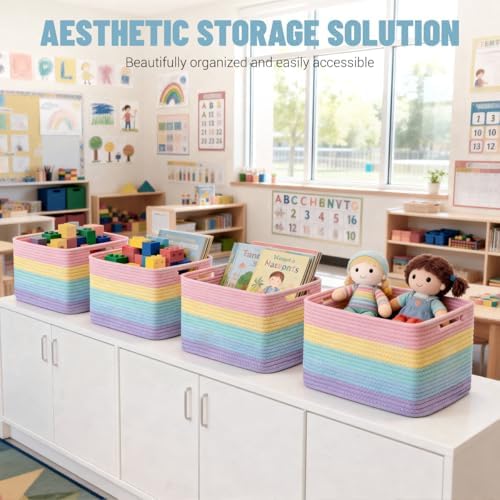 5 Pack Woven Storage Baskets, Decorative Storage Bins - Image 5