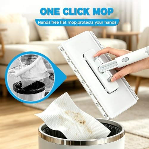 Mops for Floor Cleaning, Hands Free Flat Mop Clamp Dust Mop 51”Handle - Image 4
