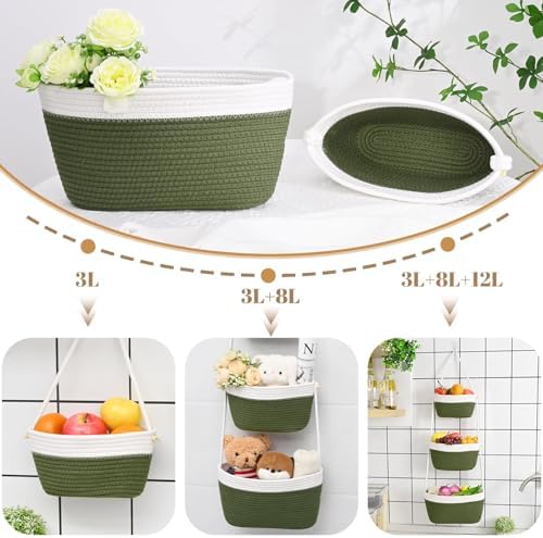 Hanging Basket, 3-Tier Woven Wall Basket - Image 2