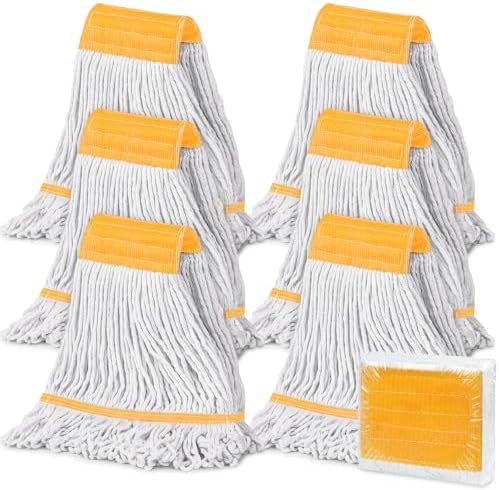 6PK Heavy Duty Commercial Mop Head Replacement- Loop End Cotton Blend String by KalTell