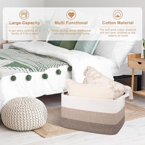 OIAHOMY 50L Storage Basket Large Blanket Basket Living Room Yellow 3-Pack - Image 4