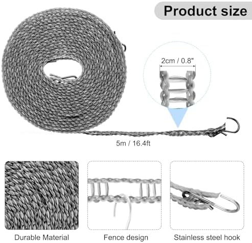uxcell Windproof Clothesline, 5M 16.4ft Plastic Non-Slip Clothes Drying Rope - Image 2
