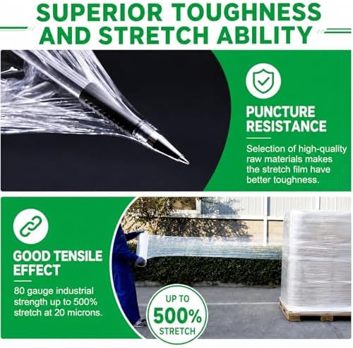 18 Inch Stretch Wrap Roll, Heavy Duty 18" 1500ft Shrink Film/Wrap, 4 Pack - Image 2
