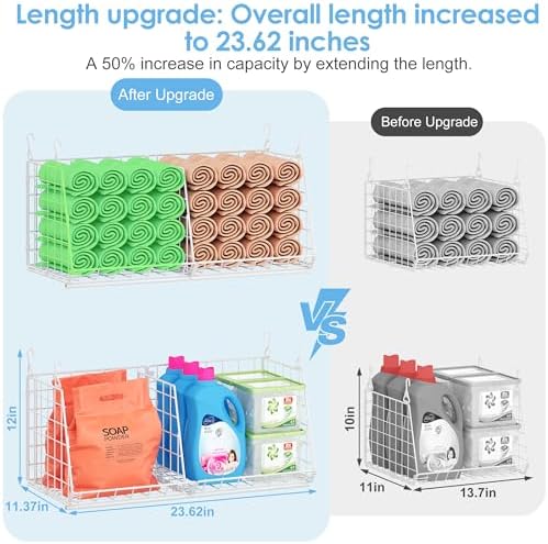 23.62” Extra-Long Under-Shelf Hanging Laundry Basket Organizer, Fits Wire - Image 2