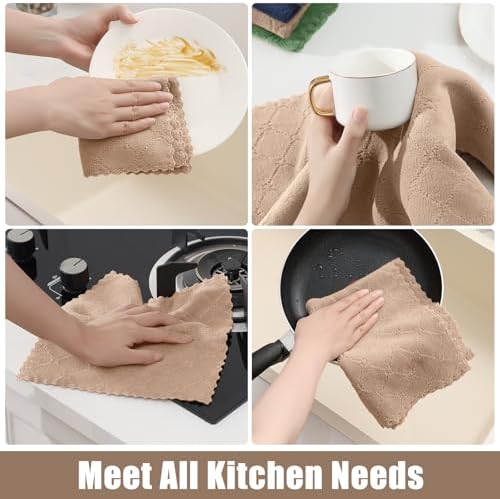 Homaxy Super Soft 12 Pack Kitchen Towels and Dishcloths Set - Image 5