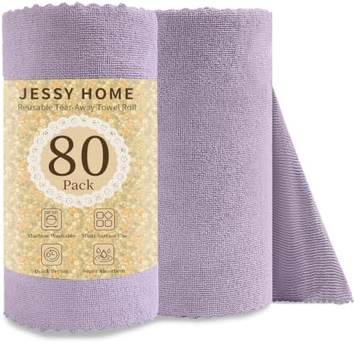 Jessy Home 80 Pack Microfiber Cleaning Cloth Roll Reusable Paper Towels 12"x12" by JessyHome
