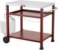 3-Shelf Outdoor Grill Table, Pizza Oven Table for Outside, Movable Grill Cart with Wheels, Indoor & Outdoor Cooking Station, Pizza Oven Stand for Ooni Blackstone Griddle 33.5”x 21.7”