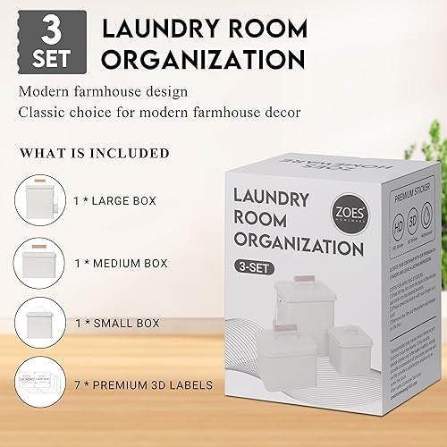 ZOES HOMEWARE 3-Set Laundry Room Organization and Storage | Modern Farmhouse - Image 2