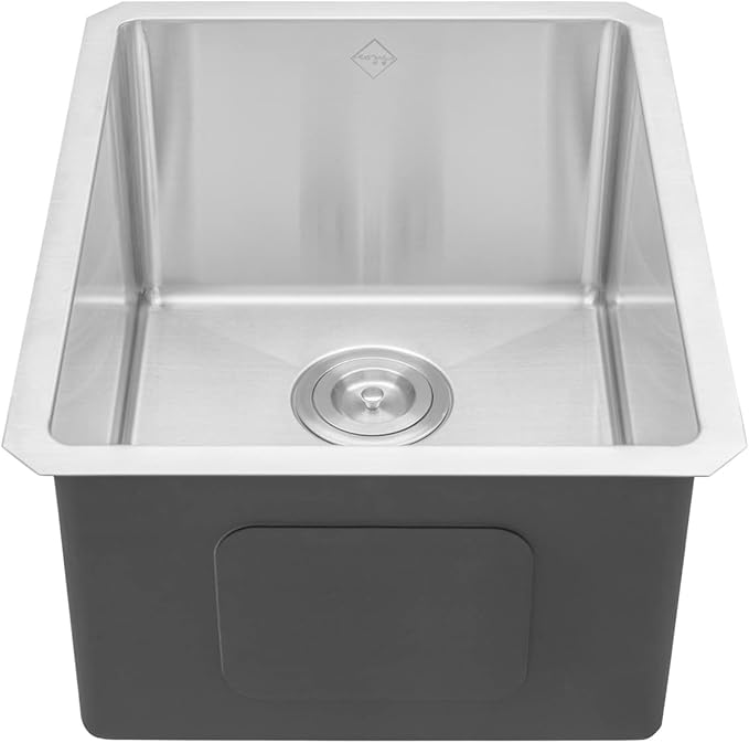 16 in. x 20 in. x 10 in. 16-Gauge Stainless Steel Undermount Single Bowl Bar Prep Kitchen Sink with Strainer