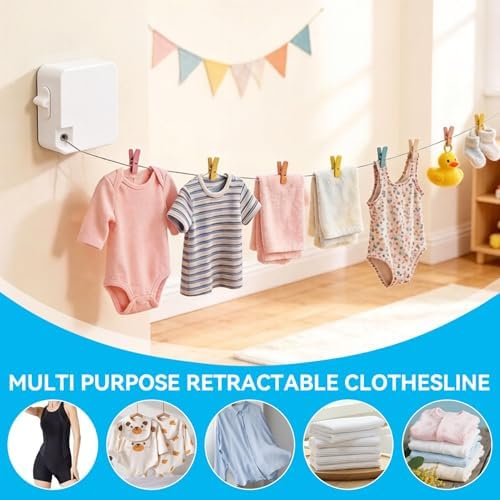 Retractable Clothesline Indoor Outdoor 20 FT, Heavy Duty Clothes Drying Laundry - Image 3