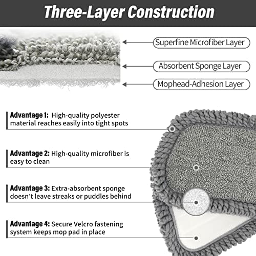 16.5" Microfiber Mop Pads Refills, 3 Pack Reusable Replacement Heads - Image 6