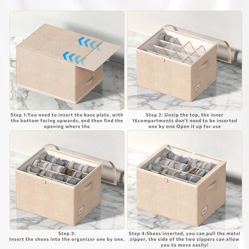 Shoe Organizer for Closet, 2 Pack Foldable Shoe Storage Box - Image 4