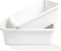 2 Pack Plastic Dish Pans, 12 Quarts White Rectangle Dishpan Basins, Large Capacity Wash Basin Tub with Handles for Kitchen Sink, Bathroom Washing, Soaking and Storage Supplies