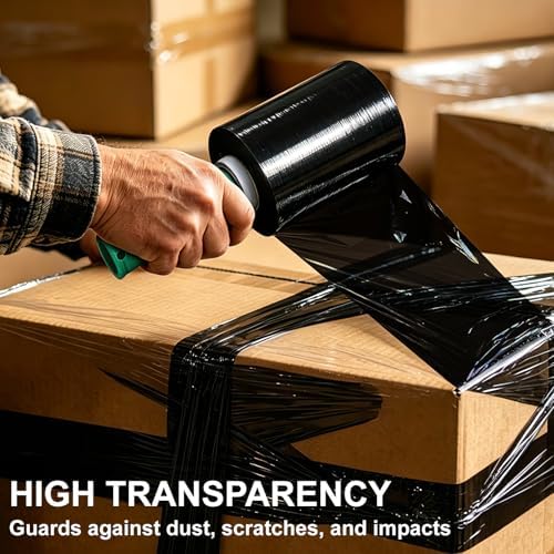 Mini Black Stretch Wrap Film 5.1" x 1000ft 2 Pack 80 Gauge Heavy Duty - Image 3