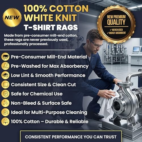 Premium New White Cotton Knit T-Shirt Rags - Image 3