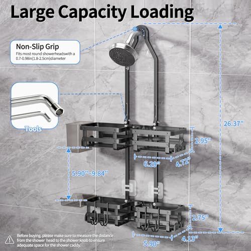 GAOKASE Aluminum Shower Caddy Hanging, Never Rust Shower Organizer - Image 6