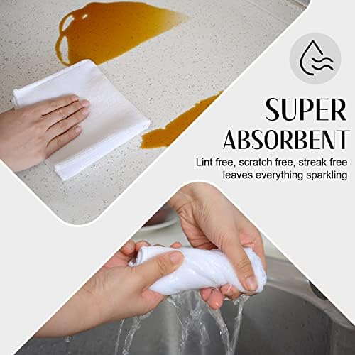 SINLAND Microfiber Cleaning Cloth Kitchen Dish Cloths 12x12In 12 Pack White - Image 4