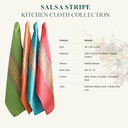 DG Collections Salsa Stripe Kitchen Dish Towels, 100% Cotton, Highly Absorbent - Image 4