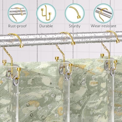 Bathway 12-Pack Double Shower Curtain Hooks, Rust-Resistant Metal Shower - Image 4