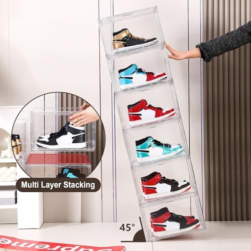 MMBABY 12 Pack Acrylic Clear Shoe Boxes Side Open Clear Plastic Stackable - Image 6