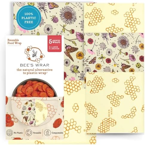 Bee's Wrap Beeswax Food Wraps, 5 Pack Assorted by BeesWrap