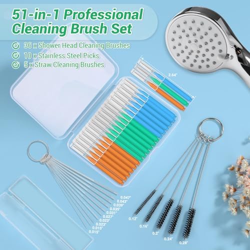 MAPVOLUT 51-in-1 Shower Head Cleaner Kit & Straw Cleaning Brushes Set - Image 3