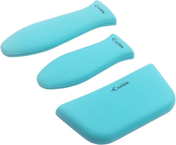 Silicone Hot Handle Holders, Potholders (5-Pack Mix Turquoise) for Cast Iron Skillets, Pans, Frying Pans & Griddles, Metal and Aluminum Cookware Handles - Sleeve Grip, Handle Cover