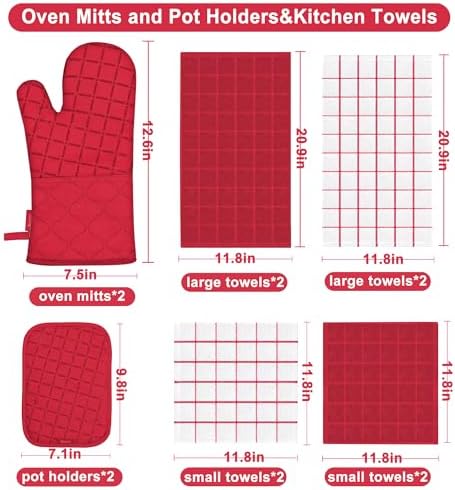 Oven Mitts Kitchen Towels and Dishcloths Pot Holders Sets, Oven Gloves Kitchen - Image 2