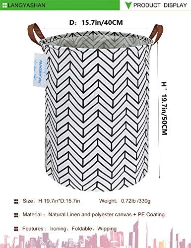 Round Laundry Basket Collapsible Storage Hamper Organizer Geometric Circle - Image 2