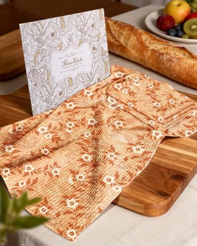 Miss Adola 370GSM Cotton Waffle Kitchen Towels, Rustic Flower - Image 6