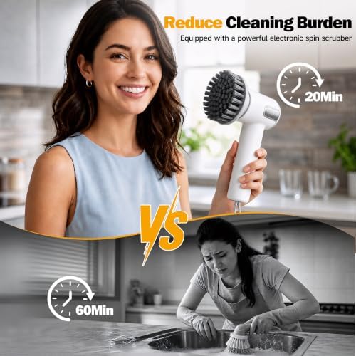 Electric Spin Scrubber, Cordless Power Scrubber & Electric Cleaning Brush - Image 3
