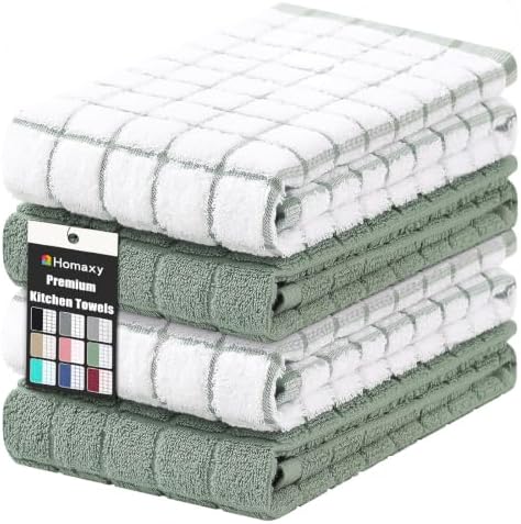 Homaxy Large Premium Cotton Kitchen Towels 16"x 28", 4 Pack, Sage Green by Homaxy