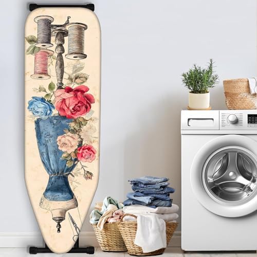 Nuxovilar Vintage Sewing Floral Ironing Board Cover 15x54 Polyester - Image 3