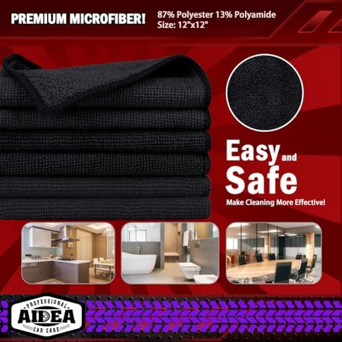 AIDEA Microfiber Cleaning Cloth Black 10PK, Microfiber Towels - Image 6