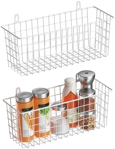 MaraFansie [Extra Large Wire Basket 2-Pack Hanging Wall Organizer Cabinet by MakeStorageMoreFun