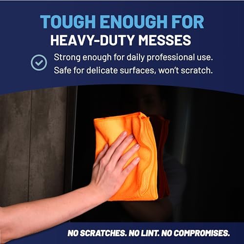 MW Pro Microfiber Cleaning Cloth | Orange | 12 Pack | 16” x 16” | All Purpose - Image 6