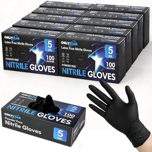 5 Mil 1000Pcs Food Grade Disposable Nitrile Gloves Large by ONLYSTAR