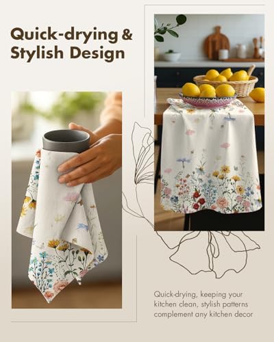 Miss Adola Flour Sack Kitchen Towels Set of 2, Retro Flower - Image 4